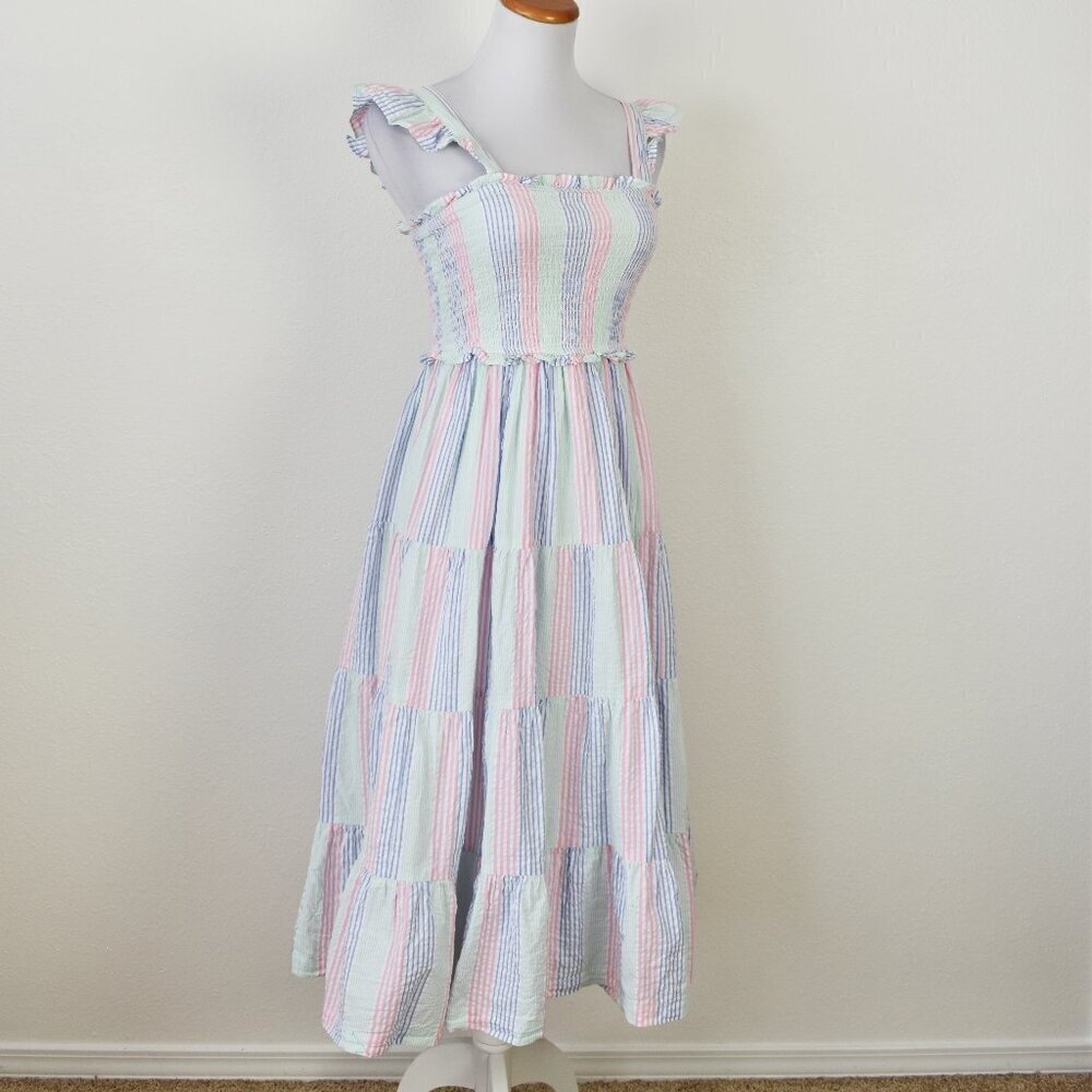 Ruffle Butts Women's Smocked Seersucker Flutter Strap Dress - XS - Picture 8 of 9